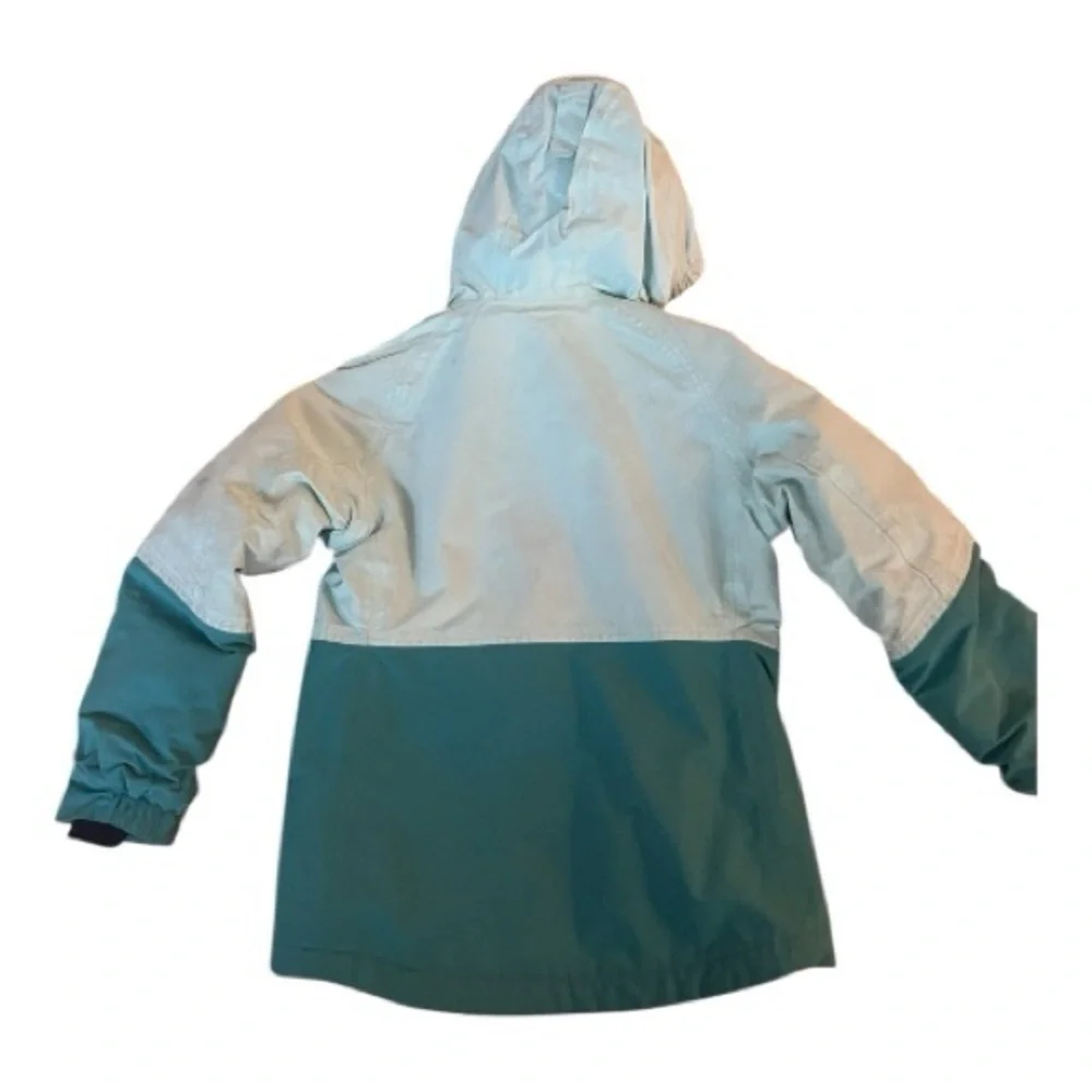 LANDS’ END Girls Size S 6-7 Coat Squall Blue Parka Double Closure w/ Hood